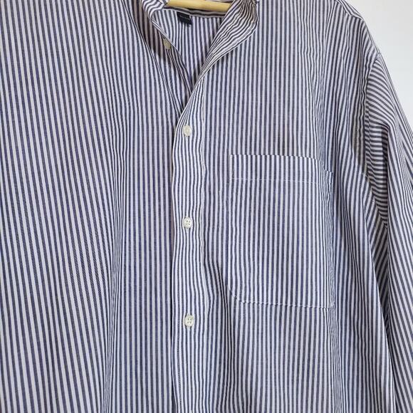 The Arrow Company | Wrinkle Free Broadcloth Striped Banded Collar Neckline Shirt - Picture 4 of 6